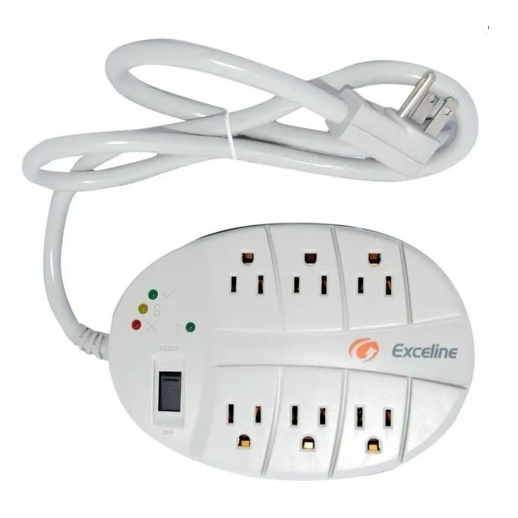 [GSM-MT120SE] Exceline - Protector de Voltaje Multitoma con Supresor de Pico 120v 6 Tomas 15A