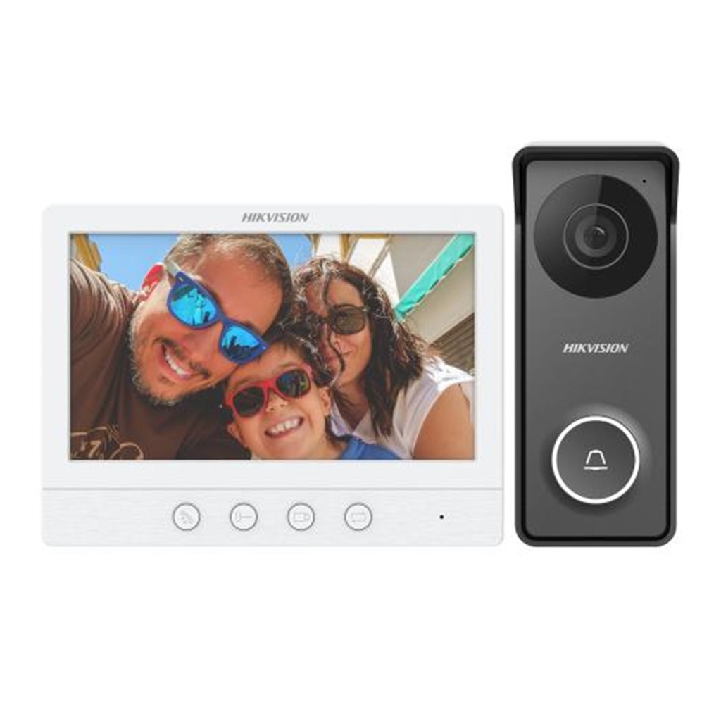 [DS-KIS213(O-STD)] Hikvision - Kit de Videoportero TurboHD con Pantalla LCD a Color de 7" Frente de Calle para Exterior de Metal 720p 117° de Visión (Gran Angular)