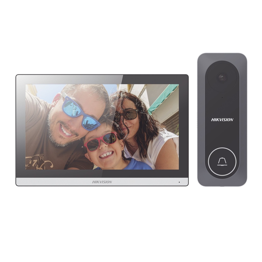 [DS-KIS312-P(O-STD)] Hikvision - Kit de Videoportero Hibrido TurboHD con Pantalla LCD Touch de 7" Wi-Fi Frente de Calle para Exterior de Policarbonato 720p 130° de Visión (Gran Angular)
