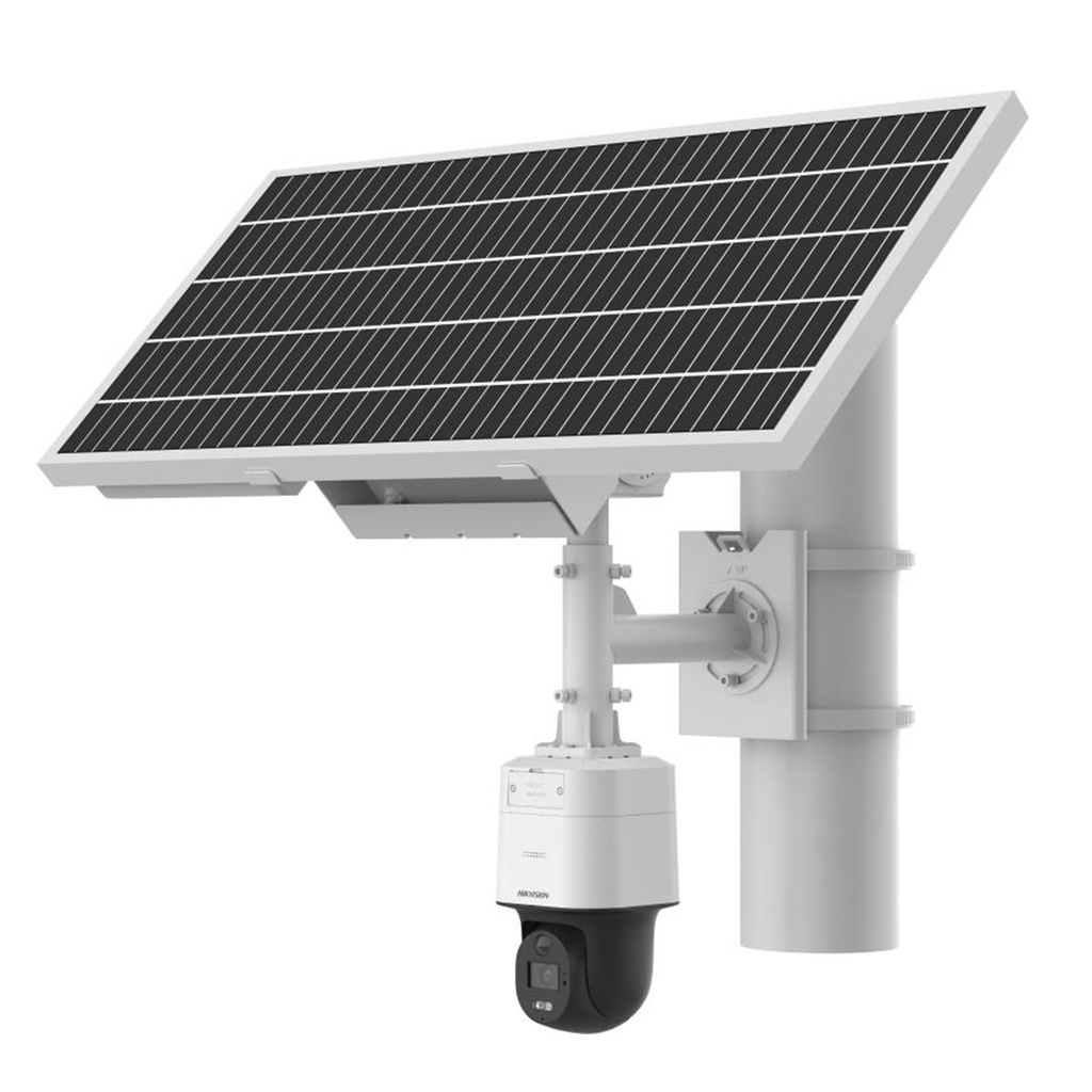 [DS-2XS3Q47G1-LDH/4G/C18S40(4mm)] Hikvision - Kit Solar IP All in One Cámara PT ColorVu [4Mp] Lente 4 mm Panel Solar Batería de Respaldo de Litio 23.2Ah (Hasta 24 Días) Conexión 4G