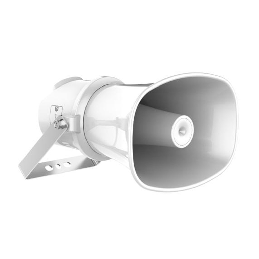 [DS-QAZ1307G1T-E] Hikvision - Altavoz IP Tipo Trompeta 7W PoE+ Integración con Hik-Central Professional Reproducción de Audio vía Red IP67 Salida de 12 VCD Metal