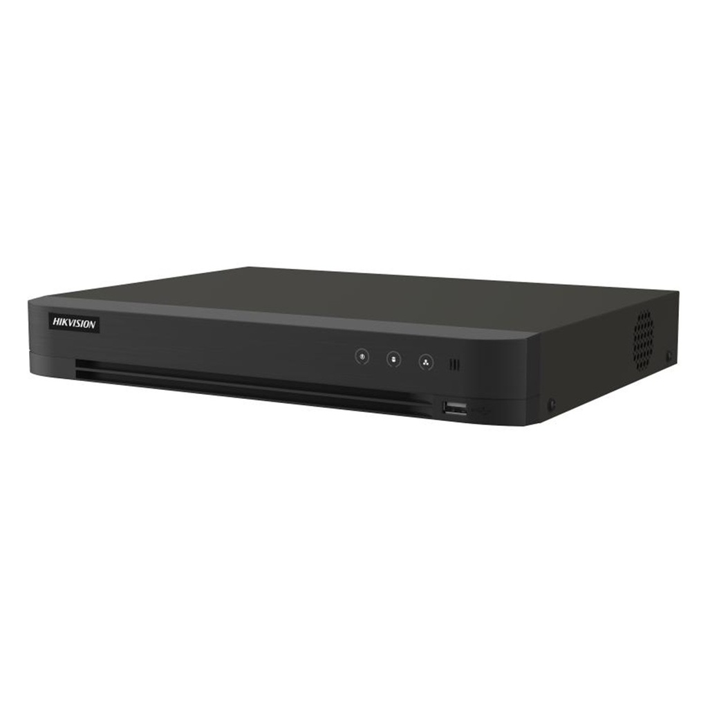 [iDS-7216HQHI-M1/XT] Hikvision - DVR 2K [5MP] Lite 3K Lite Pentahibrido AcuSense 16 Canales TurboHD + 8 Canales IP Audio de Dos Vías por Coaxitron Reconocimiento Facial