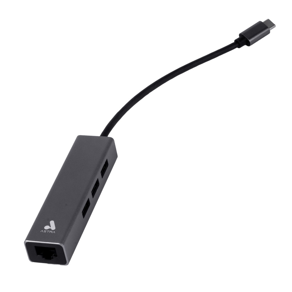 [CHB013] Astra - Adaptador USB Tipo C a RJ45 Gigabit + 3 Puertos USB 3.0