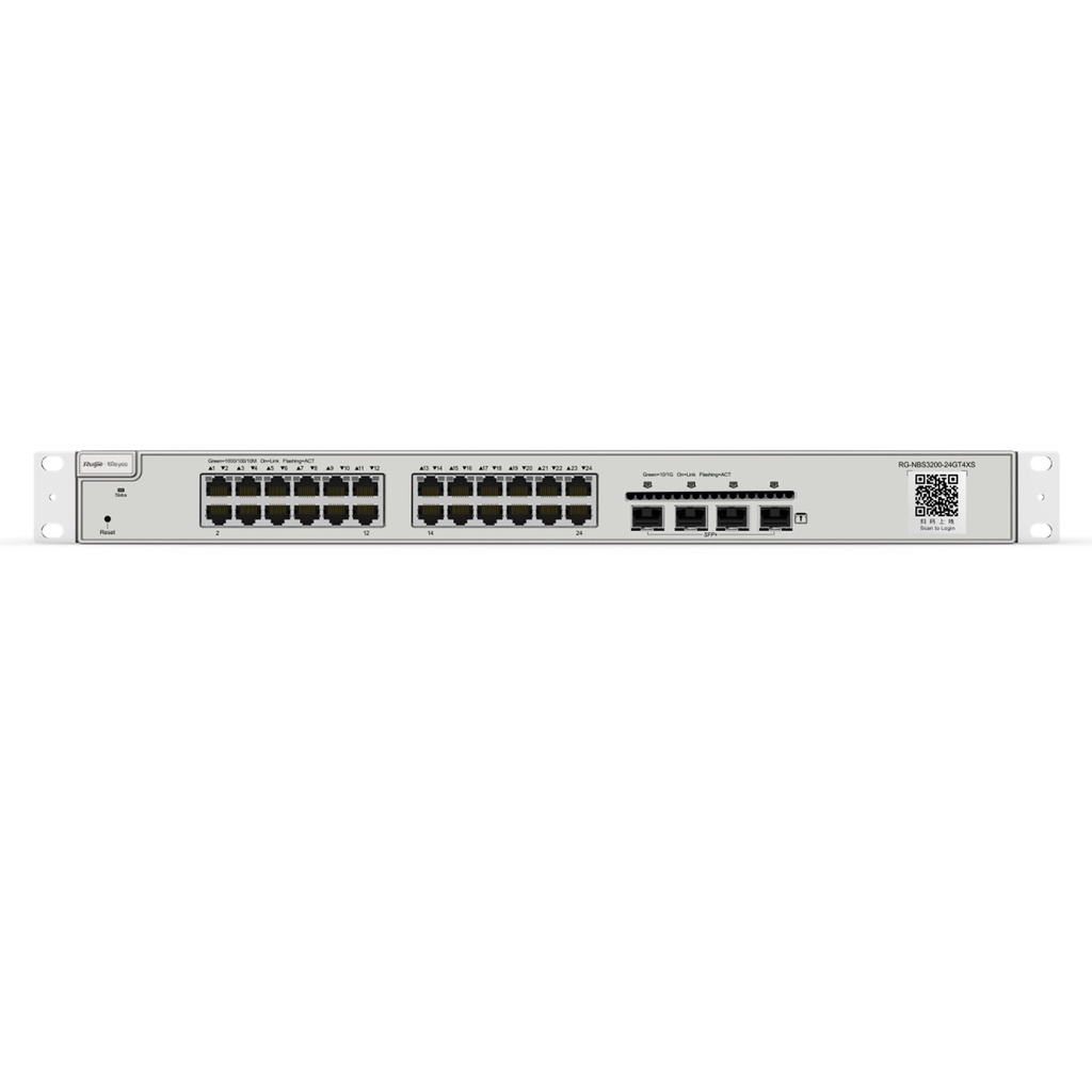 [RG-NBS3200-24GT4XS] Ruijie/Reyee - SMB Switch Administrable L2+ Plus Rackeable 24 Puertos Gigabit 4 Puertos SFP+ para Fibra 10Gb