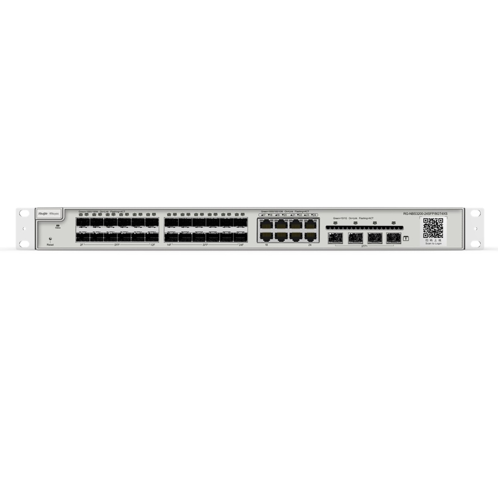 [RG-NBS3200-24SFP/8GT4XS] Ruijie/Reyee - SMB Switch Administrable L2+ Plus Rackeable 24 Puertos SFP 1 GB + 8 Puertos Ethernet Gigabit y 4 SFP+ 10GB