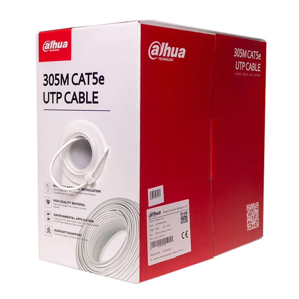 [DH-PFM920I-5EUN] Dahua - Cable UTP CAT5e (Categoria 5e) 100% Cobre 0.45MM Interior (Blanco) [Caja 305 Metros]