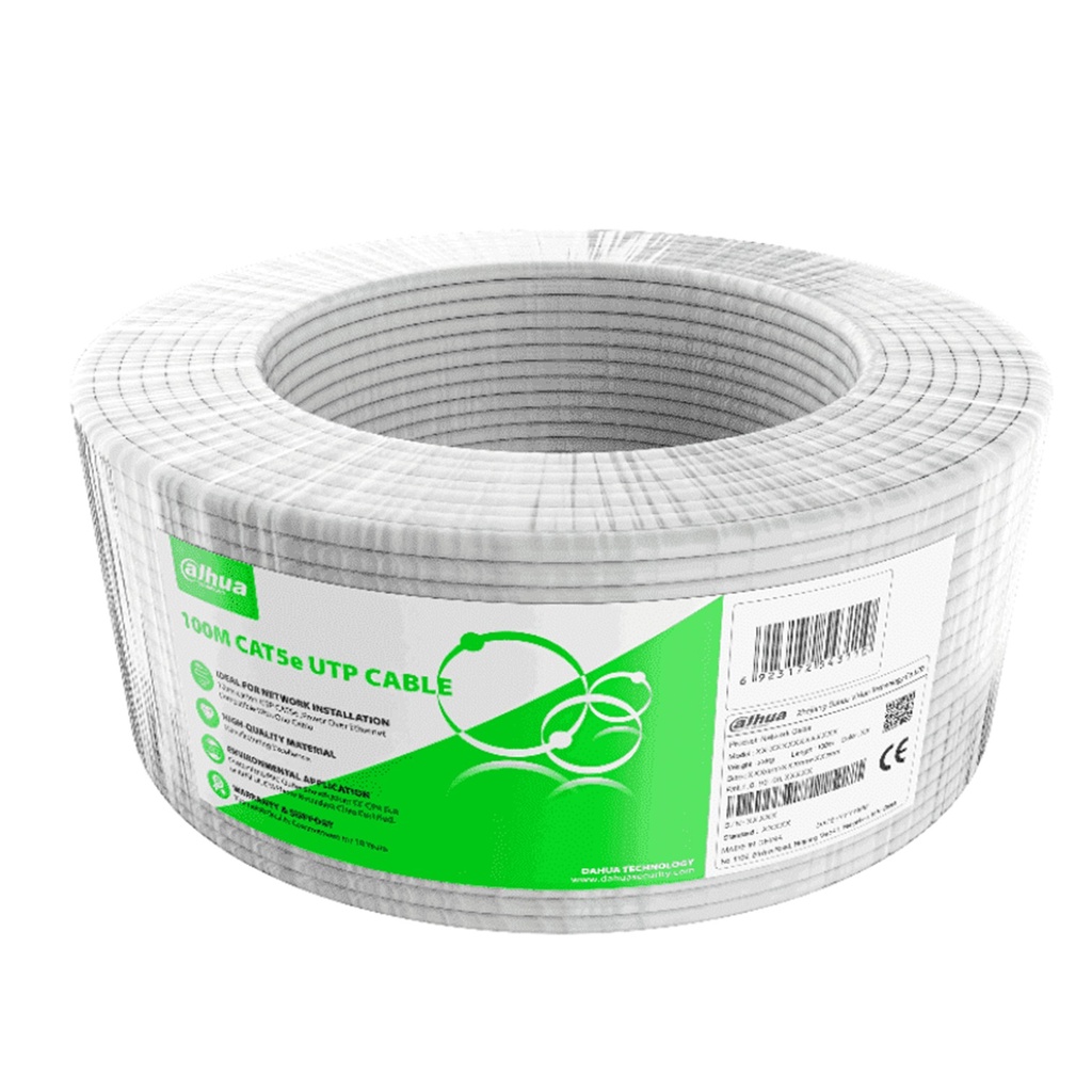 [DH-PFM922I-5EUN-C-100] Dahua - Cable UTP CAT5e (Categoria 5E) CCA Interior 24 AWG 0.50MM Blanco [Rollo 100 Metros]
