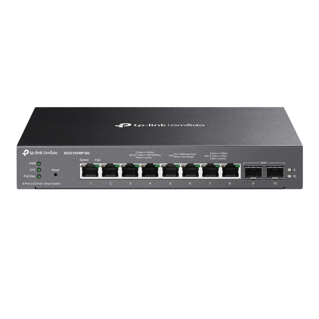 [SG2210XMP-M2] TP-Link - Switch Smart de 10 Puertos con 8 Puertos PoE+ a 2.5G y 2 SFP+ a 10G [Omada]