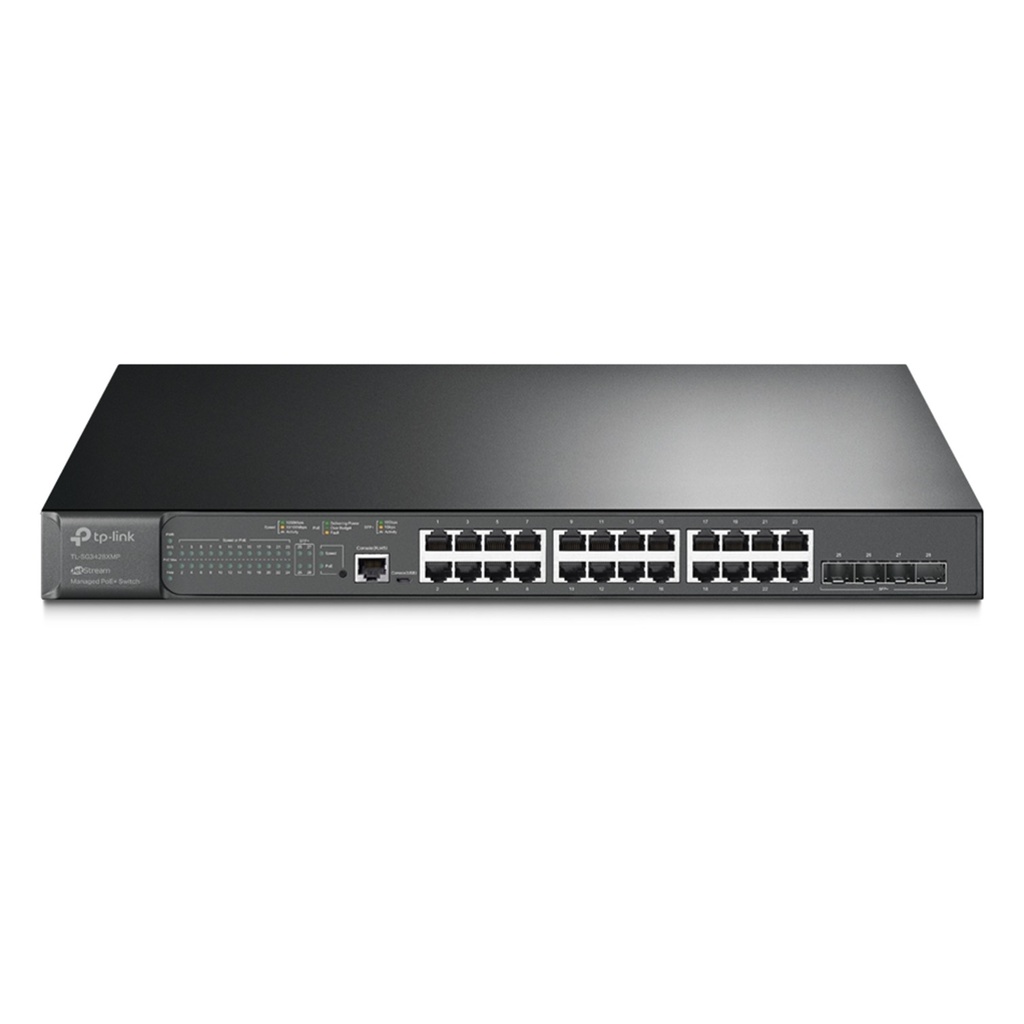 [SG3428XMP] TP-Link - Switch Administrado L2+ JetStream de 24 Puertos Gigabit PoE+ y 4 Puertos 10GE SFP+
