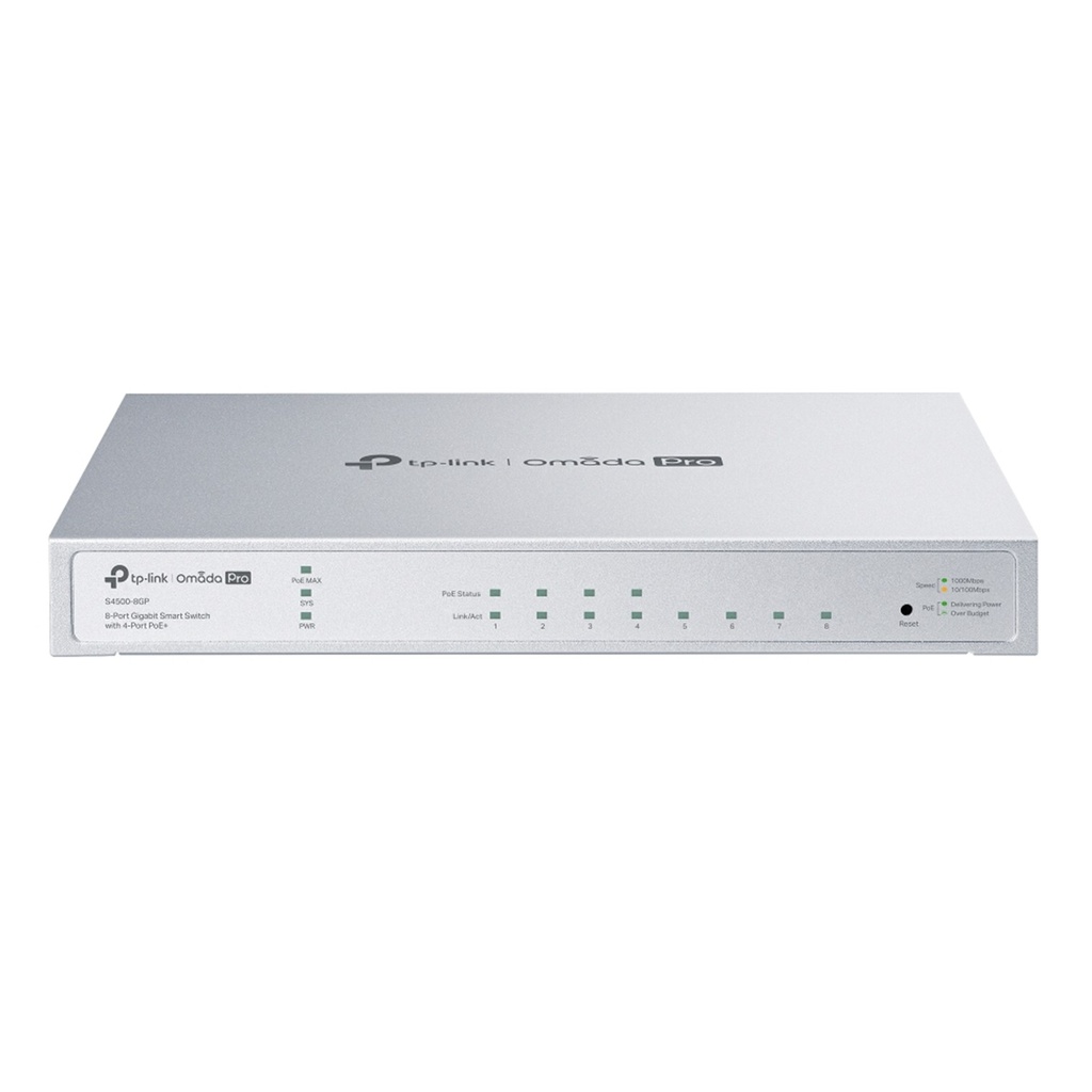[S4500-8GP] TP-Link - Switch Smart Pro 8 Puertos Gigabit con 4 Puertos PoE+ [Omada]
