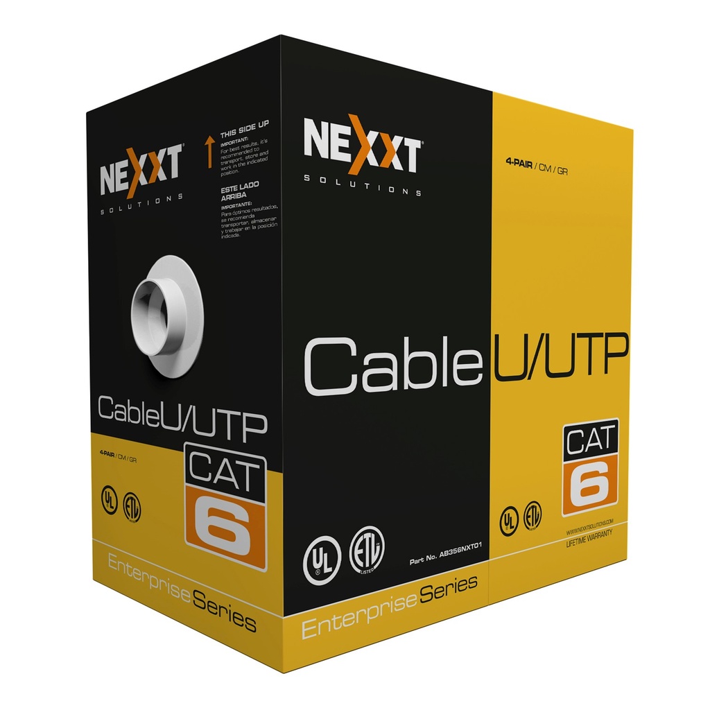 [AB356NXT08] Nexxt - Cable UTP CAT6 (Categoria 6) 100% Cobre 23AWG CM Interior (Gris) [305m/1000ft]