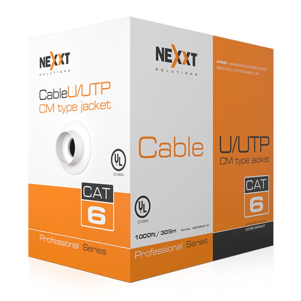 [AB356NXT31] Nexxt - Cable UTP CAT6 (Categoria 6) 100% Cobre 24AWG CM Interior (Gris) [305m/1000ft]