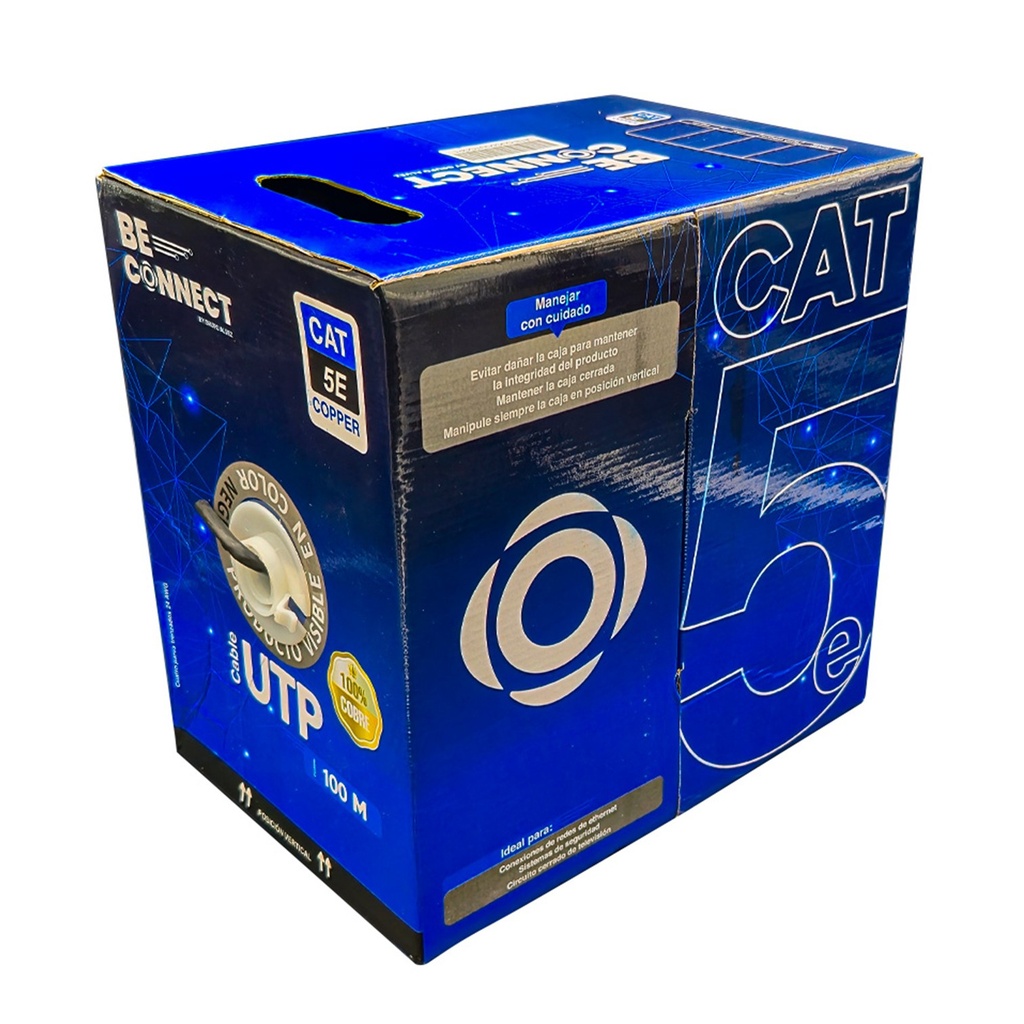 [ATB-CUC5OUTCOP1] Beconnect - Cable UTP CAT5e (Categoria 5e) Exterior 100% Cobre Doble Chaqueta 0.45MM Exterior (Negro) [Bobina 100 Metros]