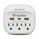 [GMT-3R3U] Exceline - Multitoma con Puertos USB CYA-Tres Receptaculos 120vac y 3 puertos USB