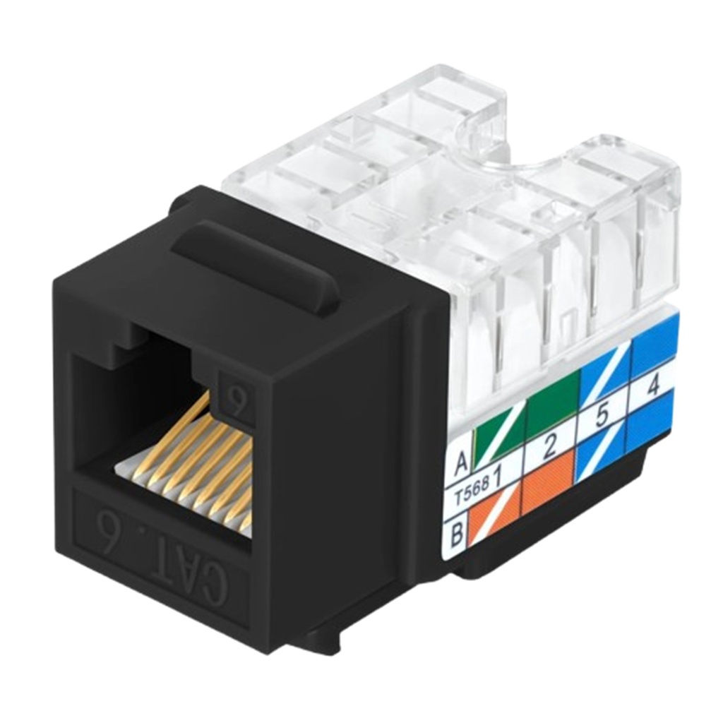 [STC-6KYS] STC- Conector Jack Coupler RJ-45 CAT6 (Categoria 6) (Negro) [Unidad]