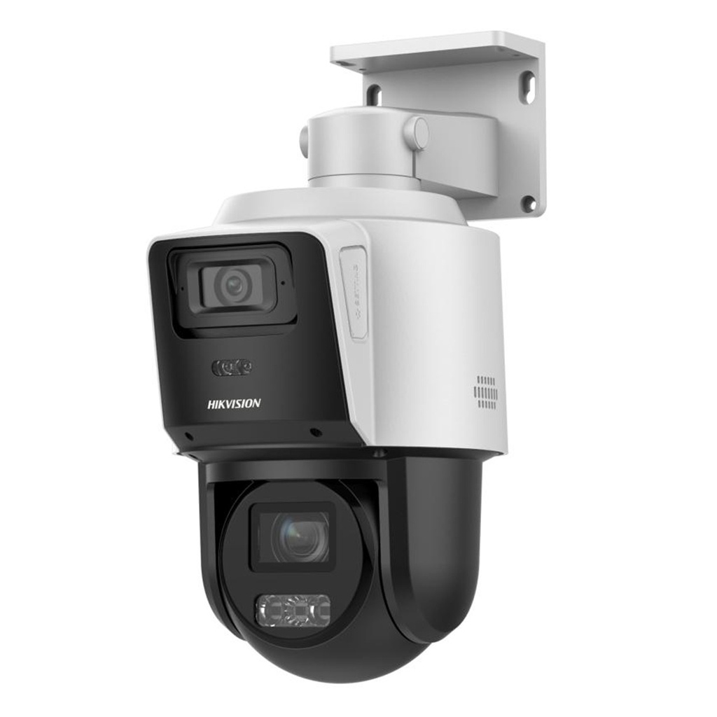 [DS-2SE3C404MWG-E/14] Hikvision - [TandemVu] PTZ IP [4Mp] con Cámara Panoramica [4Mp] 4X Zoom Dual Light (40 mts IR + 30 mts Luz Blanca) ACUSENSE IP66 PoE+ DARKFIGHTER Micro SD Incluye Base para Techo o Pared