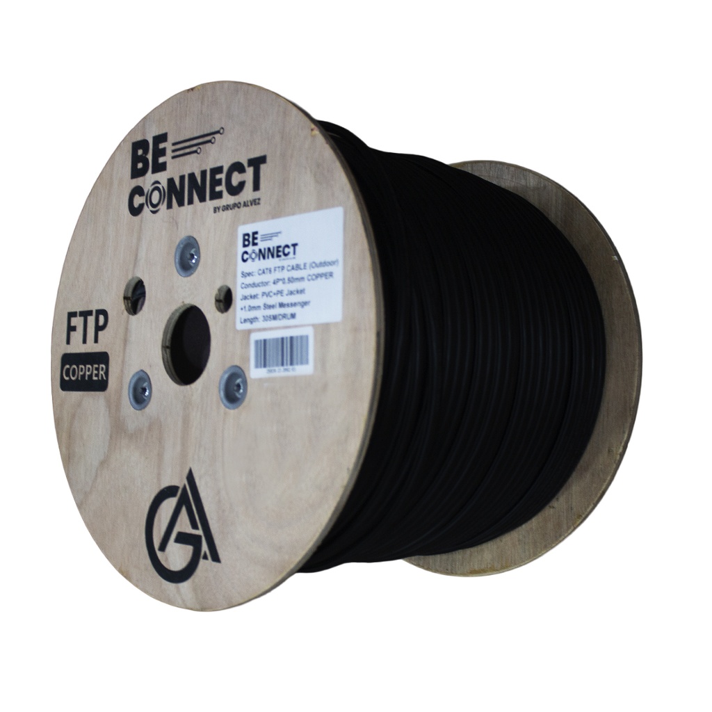 [ATB-CFC6OUTCOP3WM] Beconnect - Cable FTP Apantallado CAT6 (Categoria 6) 100% Cobre Doble Chaqueta Exterior (Negro) [Bobina 305 Metros]