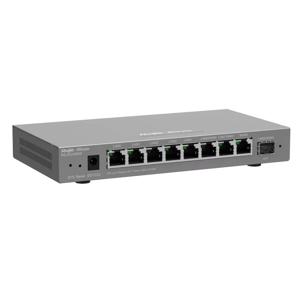 [RG-EG209GS] Ruijie/Reyee - SMB Router Balanceador con Función SD-WAN 8 Puertos Gigabit y 1 Puerto SFP Soporta 4x WAN hasta 400 clientes