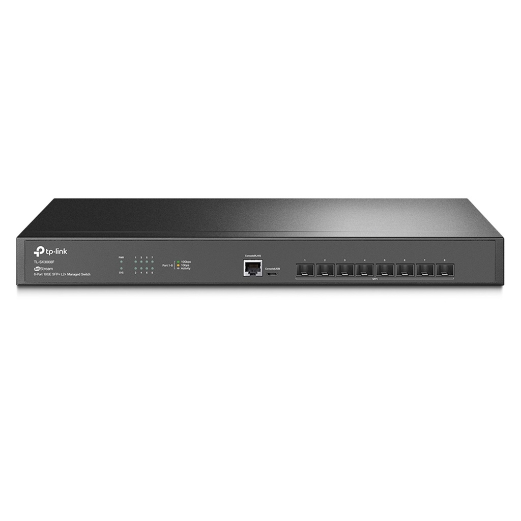[SX3008F] TP-Link - Switch de Nivel Empresarial Administrado L2+ 10G SFP+ de 8 Puertos Omada SDN integrado IPv6 Enrutamiento Estático L2/L3/L4 QoS IGMP LAG