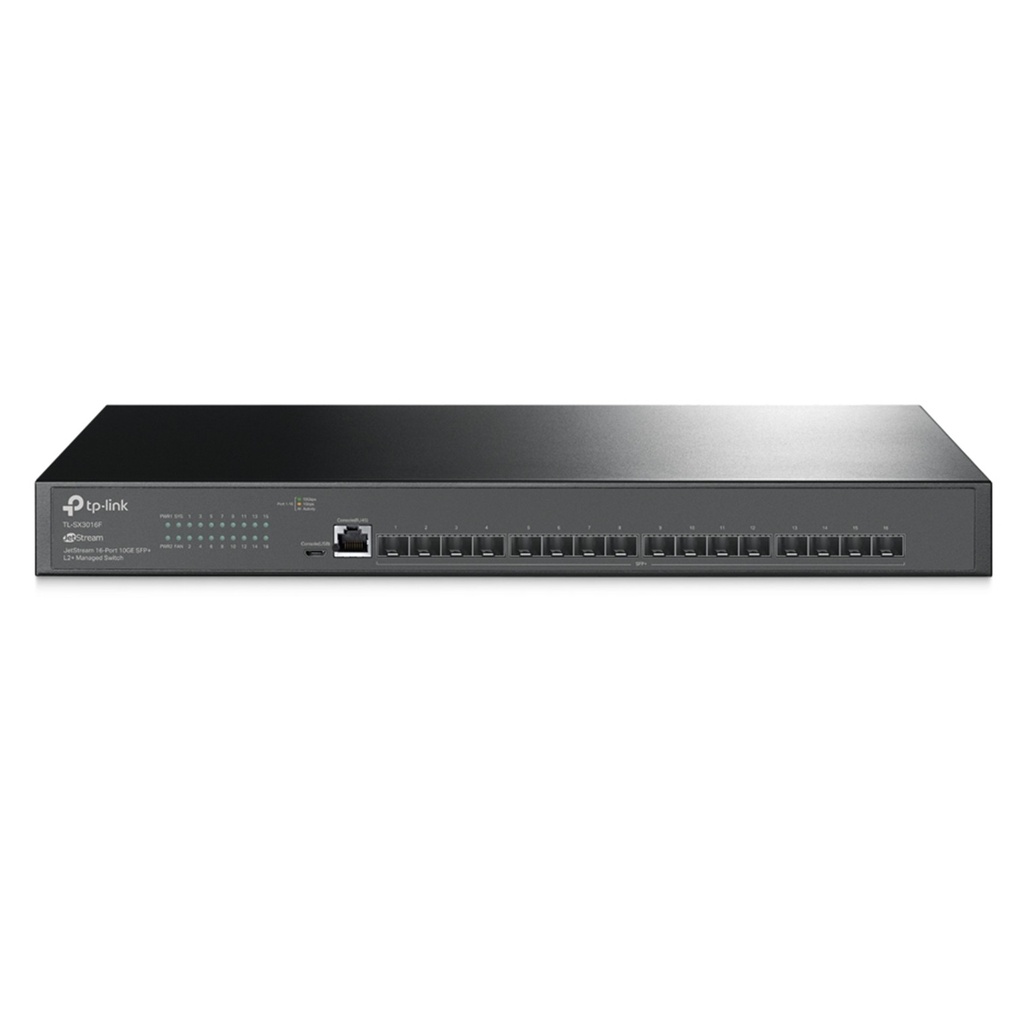 [SX3016F] TP-Link - Switch de Nivel Empresarial Administrado L2+  10G SFP+ de 16 Puertos Omada SDN integrado IPv6 Enrutamiento Estático L2/L3/L4 QoS IGMP LAG