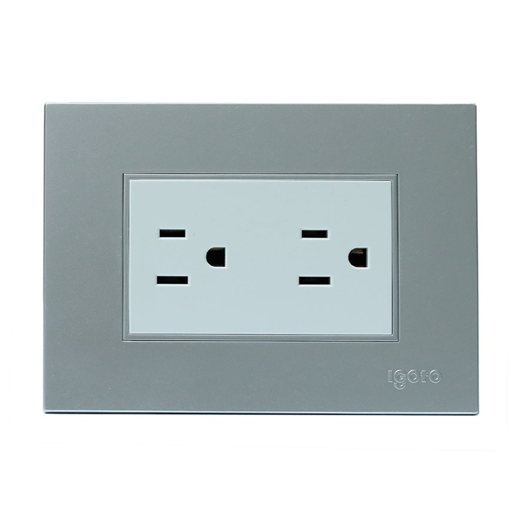 [Z105/2-S] Igoto - Toma Corriente Doble con Tierra Serie Z [Plata]