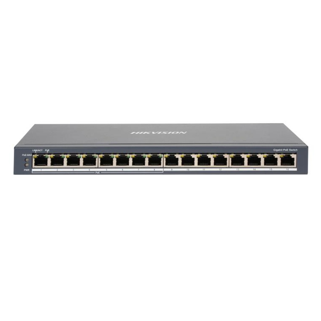 [DS-3E0516P-O(O-STD)] Hikvision - Switch Gigabit de 16 Puertos con 8 Puertos POE+ 8 Puertos Gigabit