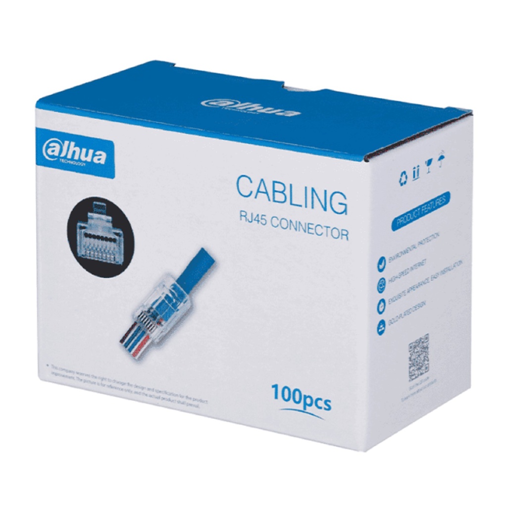 [DH-PFM976-531-PT] Dahua - Conector RJ45 Pasante CAT5e (Categoria 5e) 15U 23 AWG a 24 AWG [100 Unidades]