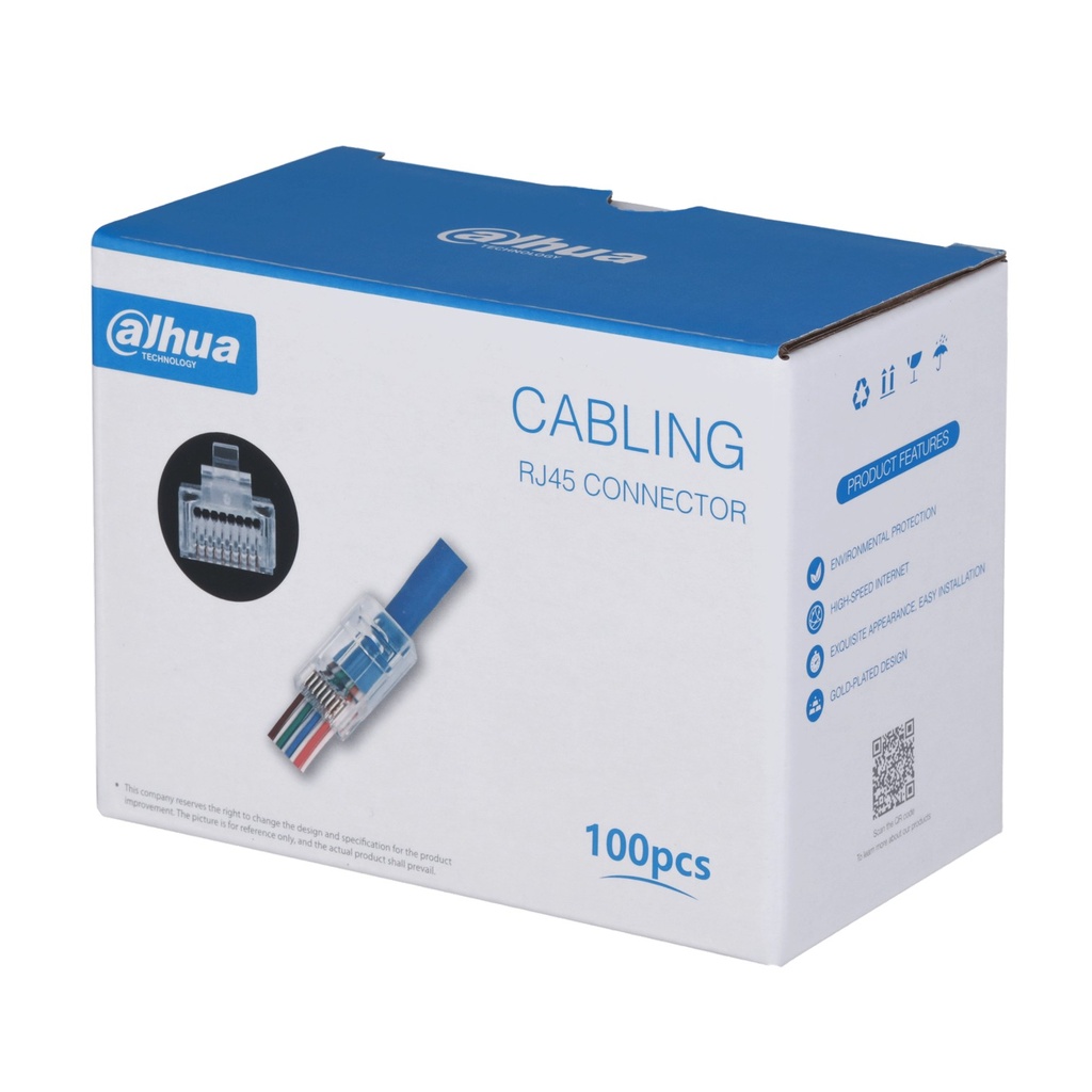 [DH-PFM976-530-PT] Dahua - Conector RJ45 Pasante CAT5e (Categoria 5e) 3U 23 AWG a 24 AWG [100 Unidades]