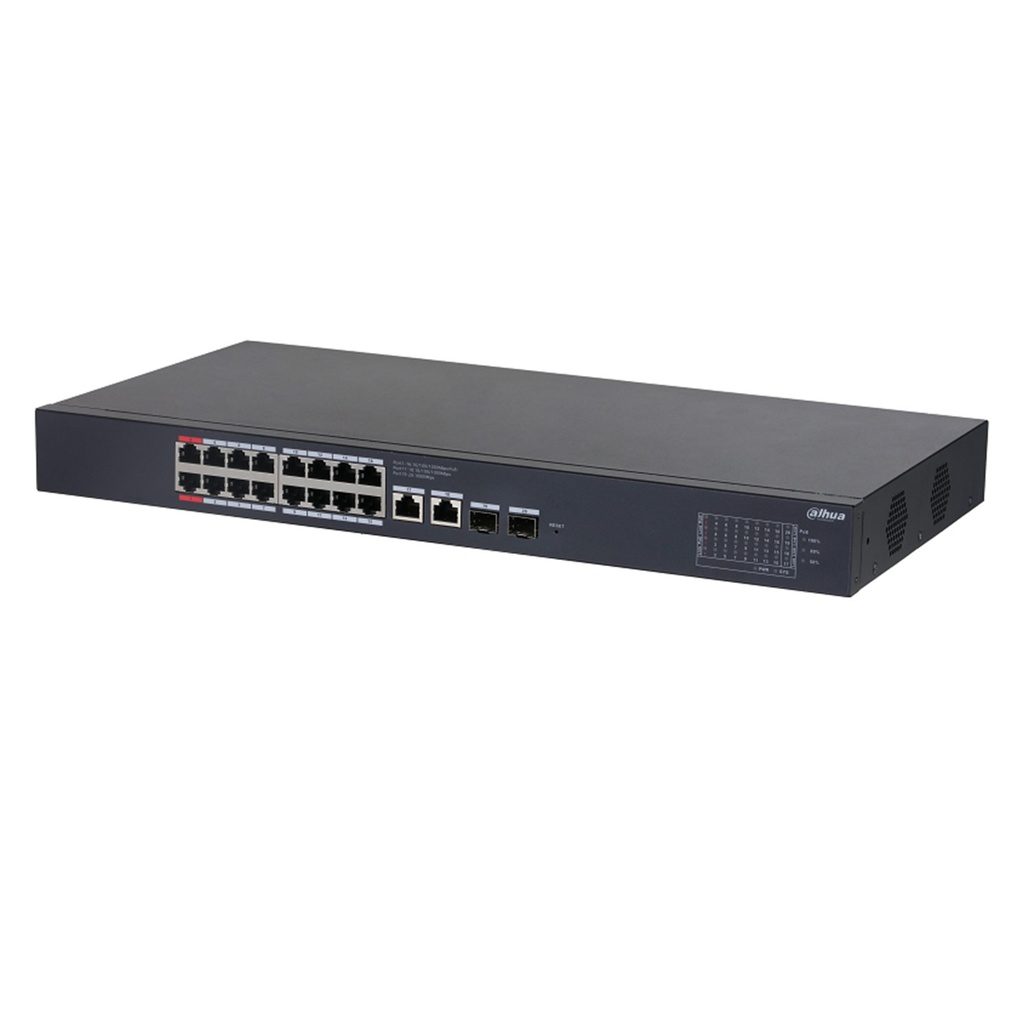 [DH-CS4220-16GT-240] Dahua - Switch Gigabit de 20 Puertos Administrable con 16 Puertos PoE 240W Totales Administrable en la Nube