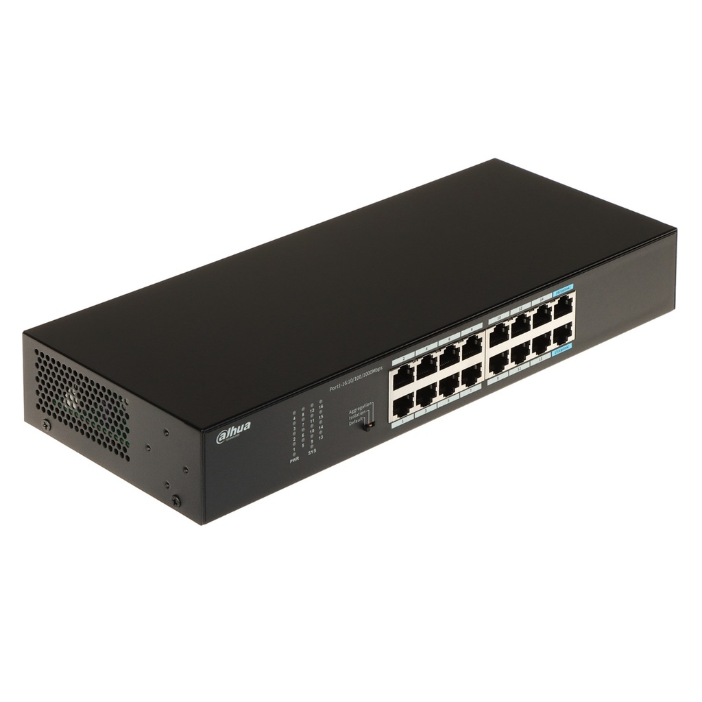 [DH-S3016-16GT] Dahua - Switch para Montaje en Rack de 16 Puertos con 14 Puertos (Gigabit) y 2 Puertos Uplink (Gigabit) Carcasa Metálica [No Administrable]