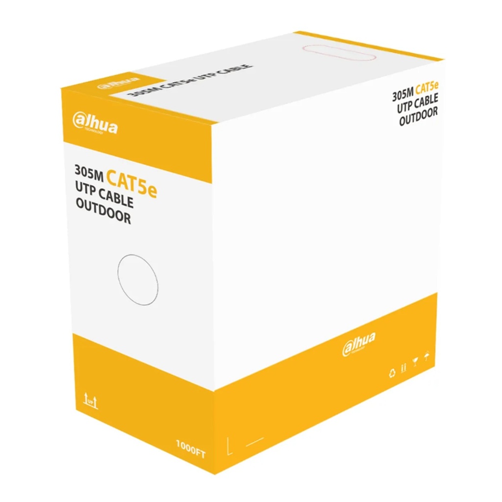 [DH-PFM920-5EU] Dahua - Cable UTP CAT5e (Categoria 5e) 100% Cobre 0.50MM 24 AWG Exterior (Negro) [Caja 305 Metros]