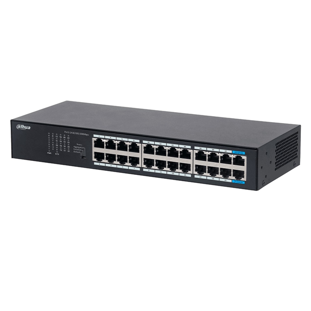 [DH-S3024-24GT] Dahua - Switch para Montaje en Rack de 24 Puertos con 24 Puertos (Gigabit) Carcasa Metálica [No Administrable]