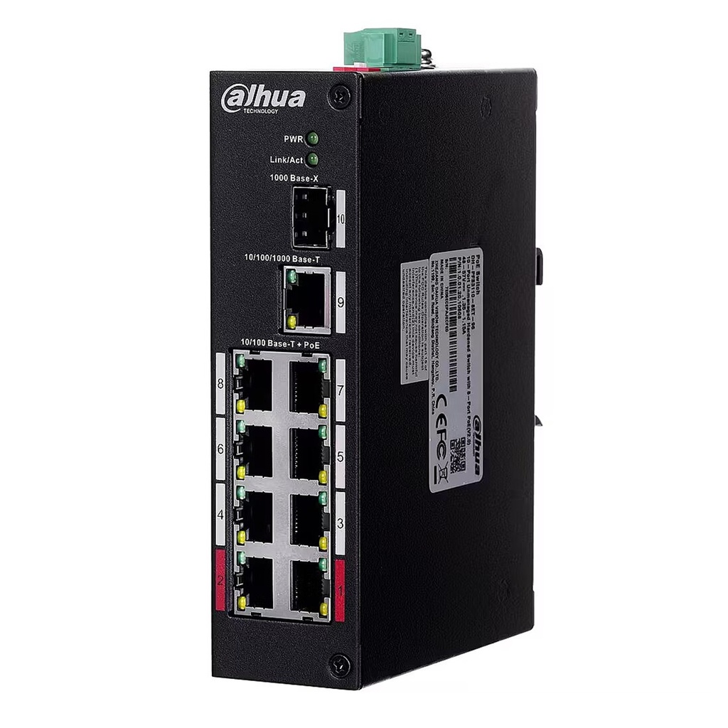 [DH-PFS3110-8ET-96] Dahua - Switch PoE de 10 Puertos 96W (8 Puertos PoE, 1 Puerto SFP 1 Giga, 1 Puerto Gigabit Uplink RJ45)