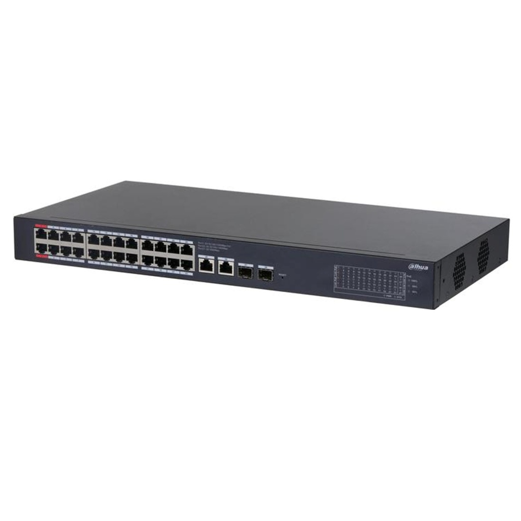 [DH-CS4228-24GT-240] Dahua - Switch Gigabit de 24 Puertos Gigabit Administrable con 24 Puertos PoE 2 Puertos SFP de 1000 Mbps 2 Puertos RJ45 10/100/1000 Uplink 240W Totales Administrable en la Nube