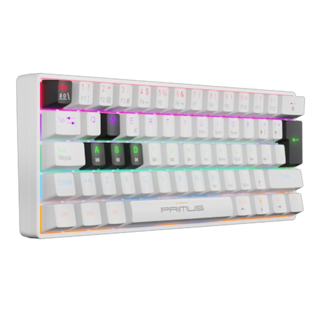 [PKS-060WS] Primus - Teclado Ballista61T Alambrico Mecanico Con Iluminación SW Rojo [Español] [Blanco]