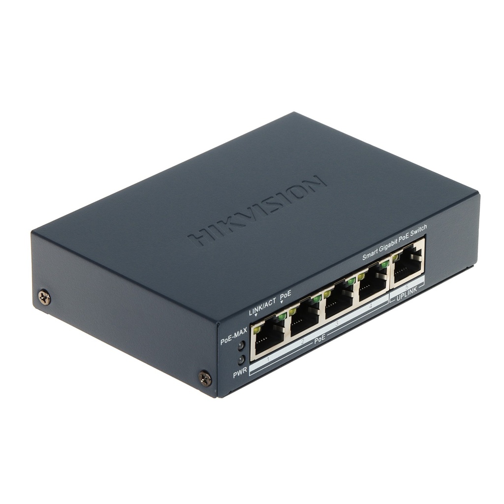 [DS-3E1505P-EI(O-STD)] Hikvision - Switch Gigabit PoE+ Administrable 4 Puertos 1000 Mbps PoE+ 1 Puerto 1000 Mbps Uplink Configuración Nube Hik-PartnerPro Modo Extendido hasta 300 Metros 60W