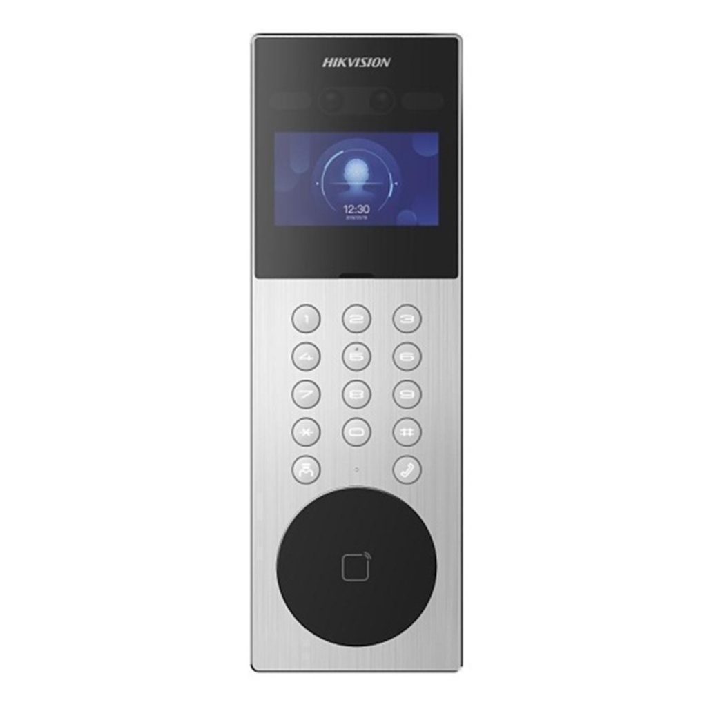 [DS-KD9203-MFE6(O-STD)] Hikvision - Videoportero IP Multiapartamento con Reconocimiento Facial Llamada a App HikConnect (requiere monitor) Protección IP65 Apertura por Rostro, Tarjeta M1 o App