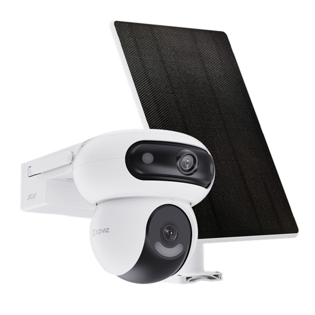 [CS-HB90/SP-R100(4MP+4MP)] Ezviz - Cámara Doble Lente (2K+ + 2K+) + Panel Solar de 8W por Wi-Fi Visión Nocturna en Color Audio Bidireccional