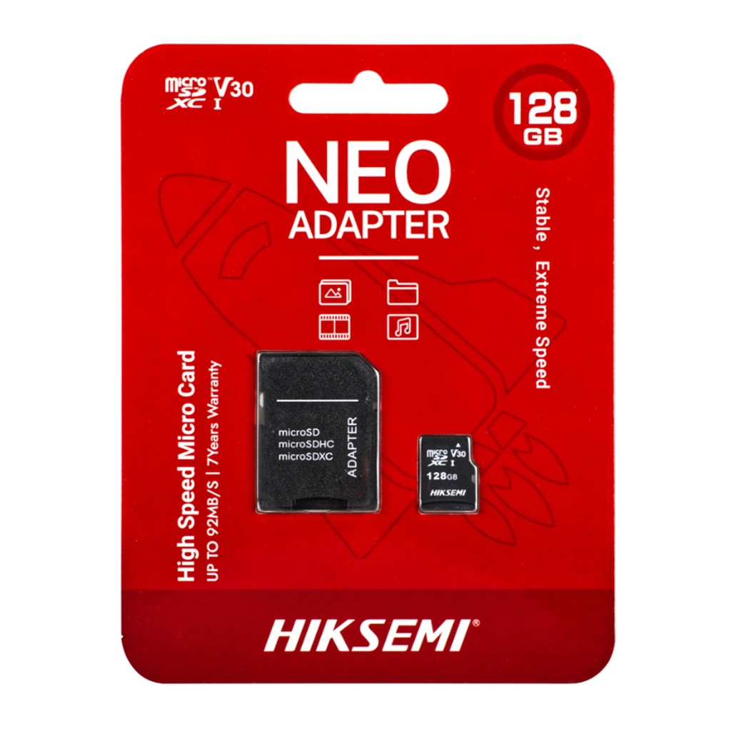 [HS-TF-C1-128GB/Adapter] Hiksemi By Hikvision- Memoria Flash 128GB microSDXC Clase 10 NEO con Adaptador
