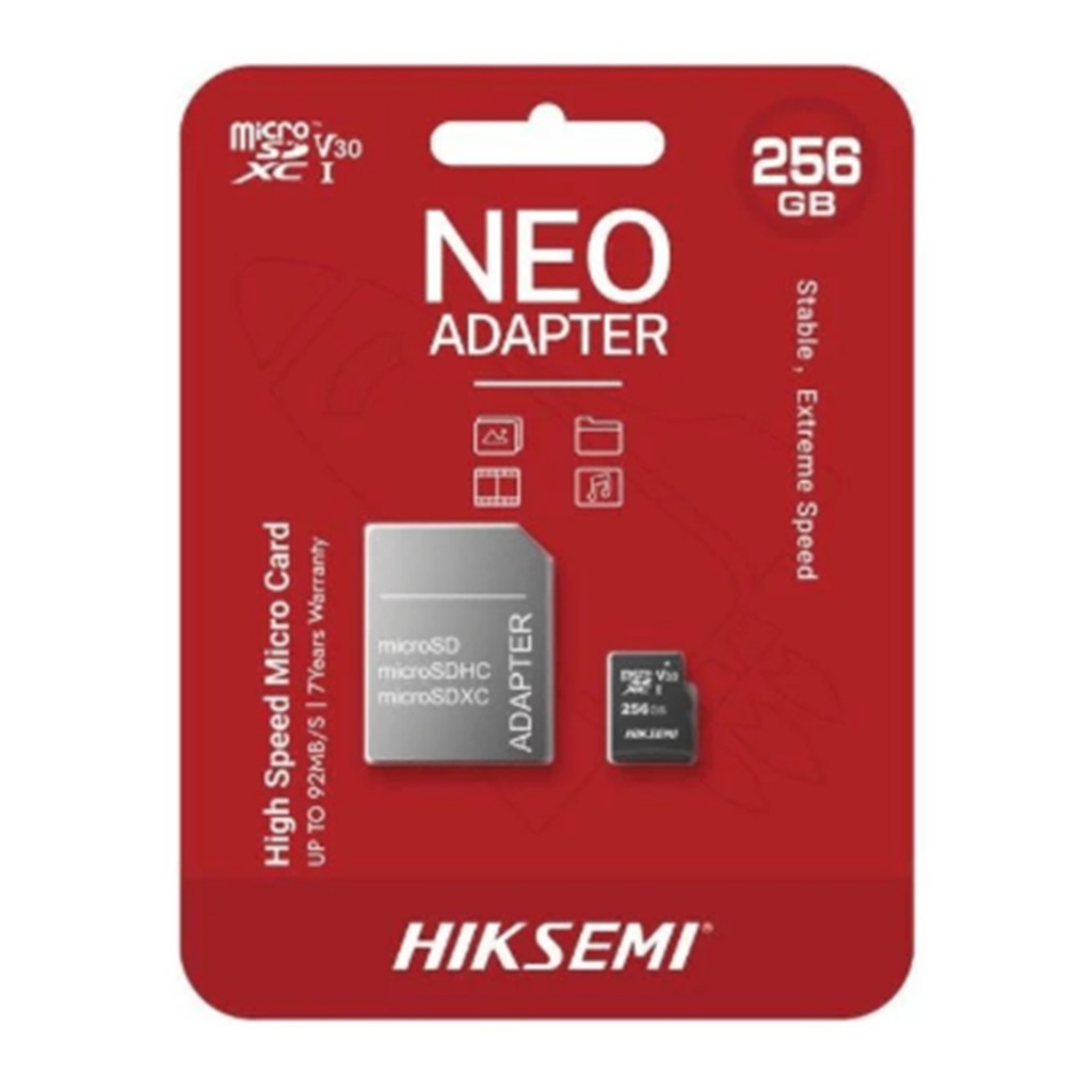 [HS-TF-C1-256GB/Adapter] Hiksemi By Hikvision- Memoria Flash 256GB microSDXC Clase 10 NEO con Adaptador
