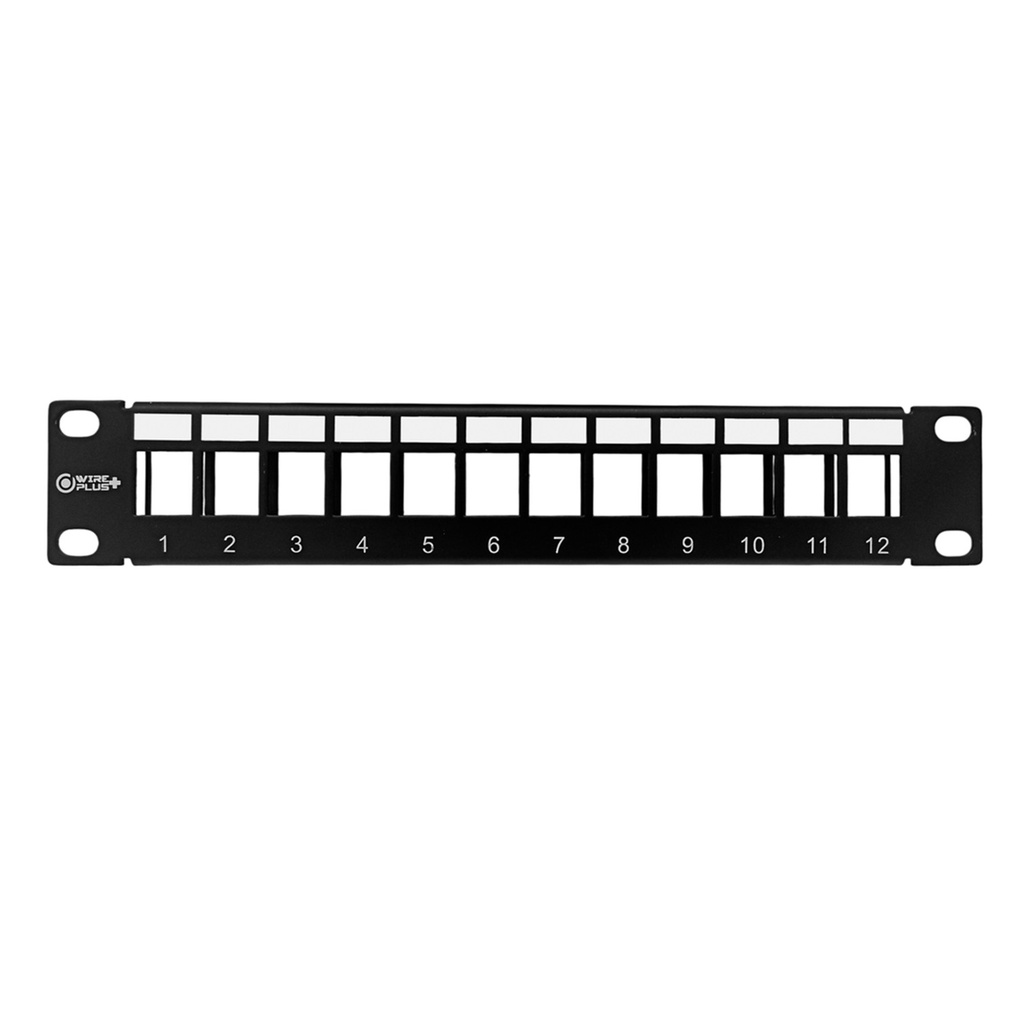 [WP-PPBLANK-12] Wireplus - Patch Panel para Montaje en Rack Modular 12 Puertos 1U 10" (Vacio)