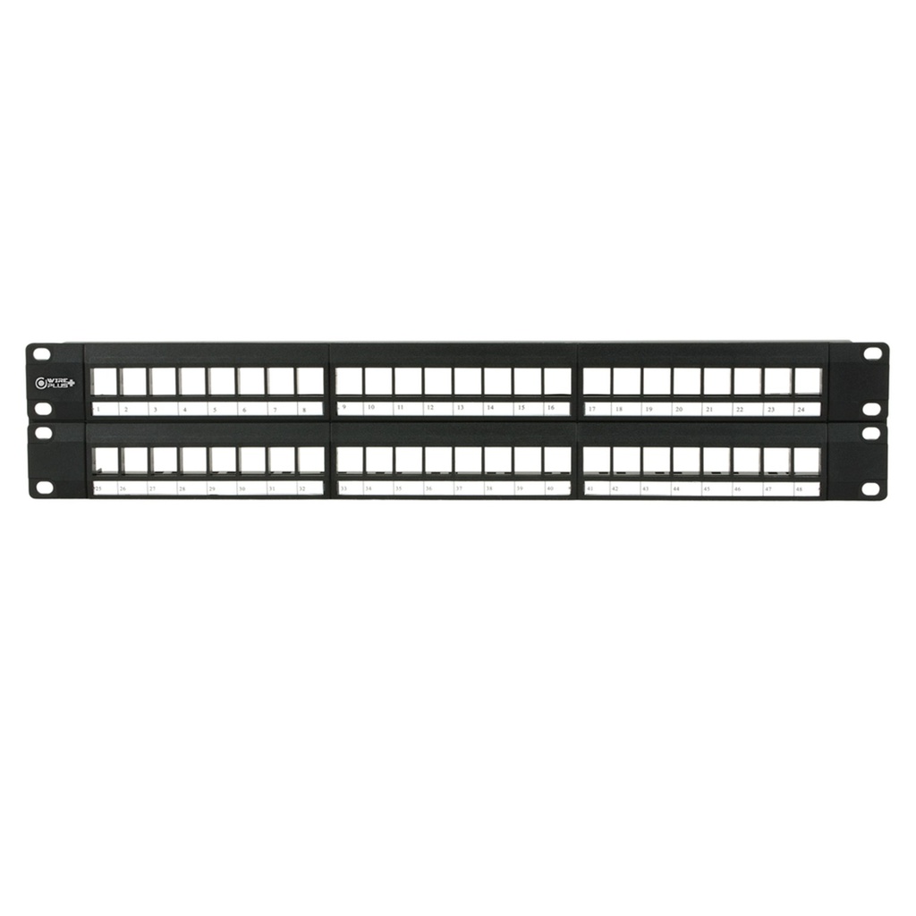 [WP-PPBLANK-48] Wireplus - Patch Panel para Montaje en Rack Modular 48 Puertos 2U 19" (Vacio)