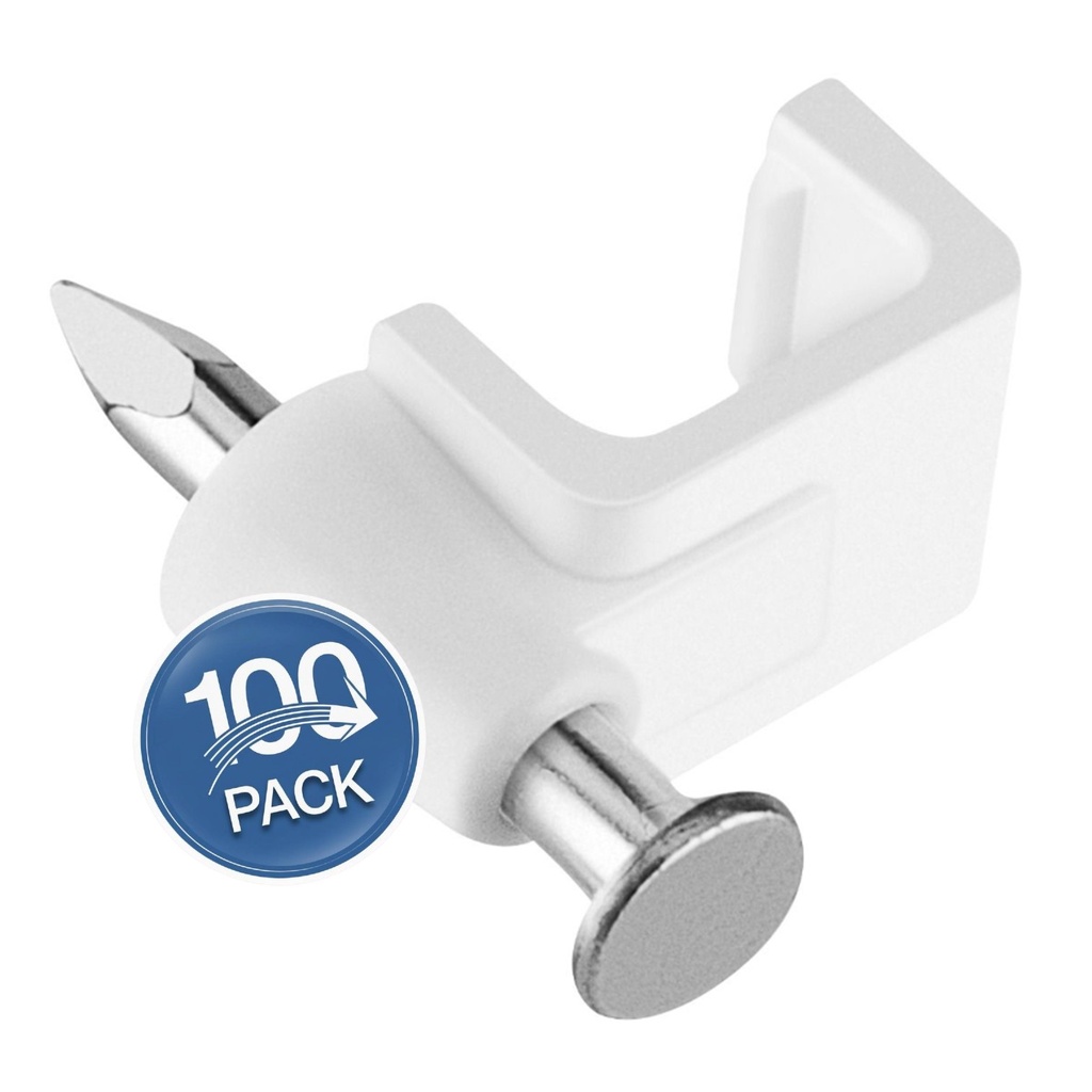 [WP-GPCC-5] Wireplus - Grapa Plástica Fija Cables Cuadrada de 5mm [Blanco] [100 Unidades]