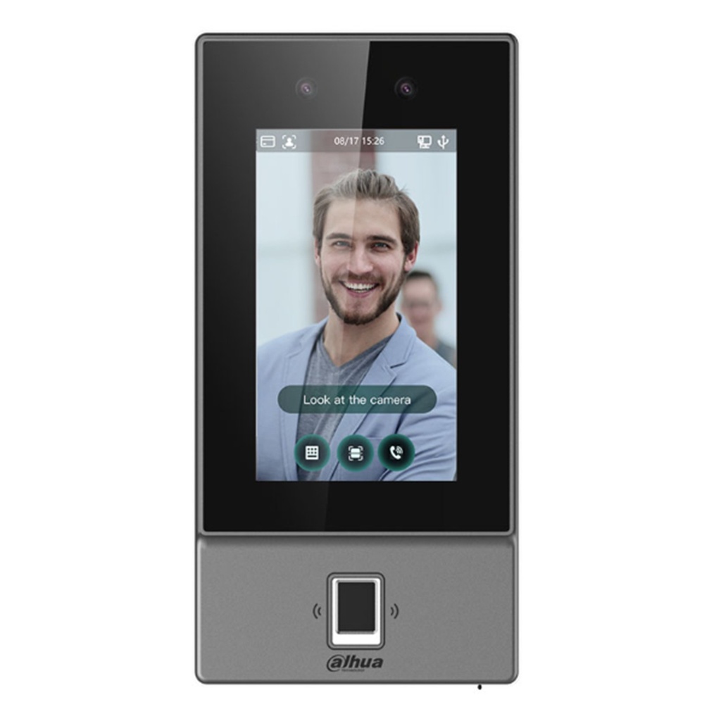 [DHI-ASI6214S-PW] Dahua - Control de Acceso con Pantalla Táctil de 4.3" y Reconocimiento Facial (6.000 Usuarios 6.000 Rostros 10.000 Tarjetas IC Mifare 6.000 Claves 6 Huellas 300.000 Registros) Puerto PoE Comunicación TCP/IP y Wi-Fi para Interiores y Exteriores [Serie FACT]