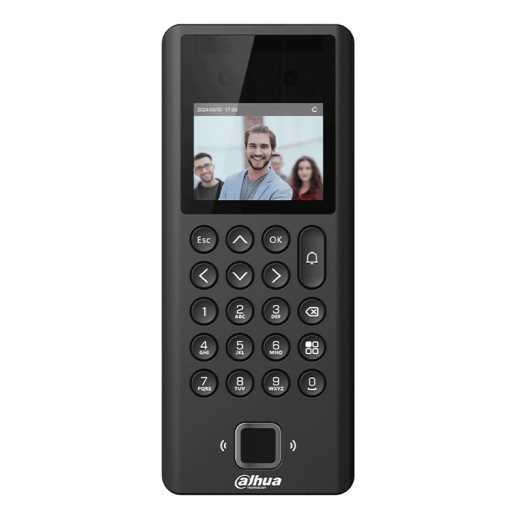[DHI-ASI3204E-W] Dahua - Control de Acceso y Asistencia con Pantalla de 2.4" con Reconocimiento Facial (1.000 Usuarios 1.000 Claves 3.000 Tarjetas IC Mifare 3.000 Huellas 100.000 Registros) Comunicación TCP/IP y Wi-Fi para Interiores [Serie ASI3E]