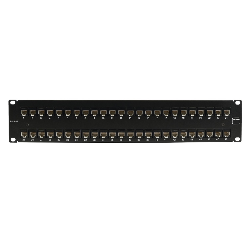 [UP6-F2-48L-RS] Siemon - Patch Panel UltraMax Precargado con Jacks Cat6 de 48 Puertos Plano 2U