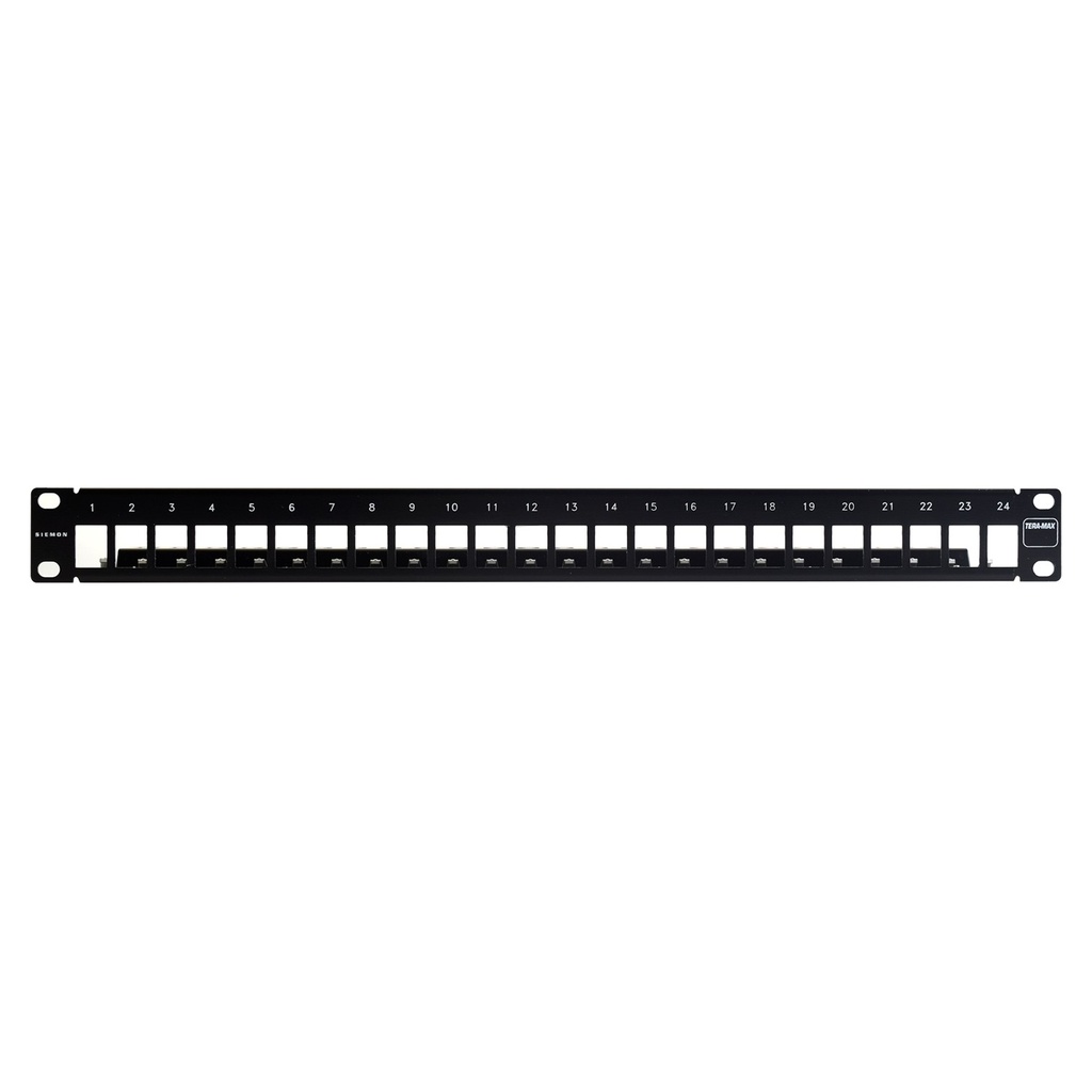 [TM-PNLZ-24-01] Siemon - Patch Panel Tera Max Blindado de 24 Puertos Modular (Vacio) Plano 1UR [Negro]