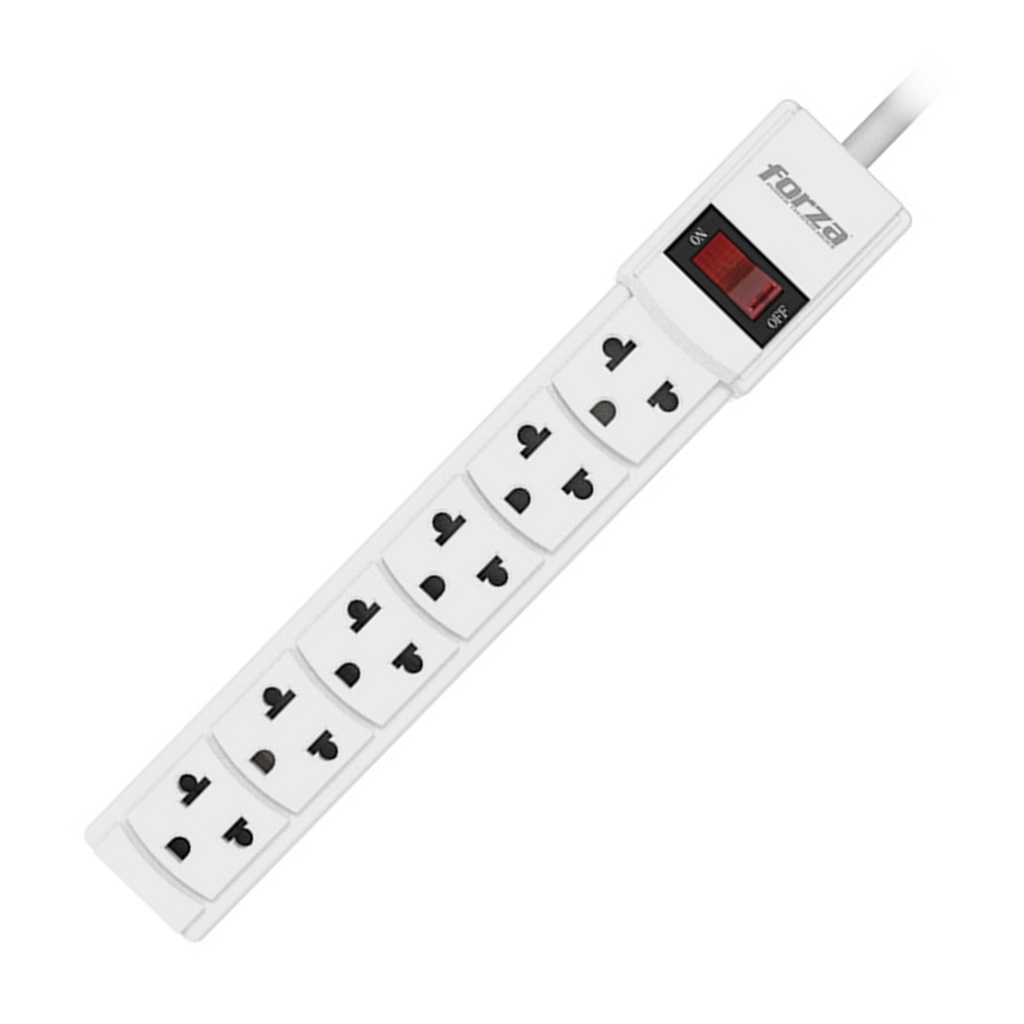 [PS-001W] Forza - Regleta de Alimentacion de 2200W [6] NEMA Universal 110V/220V [Blanco]