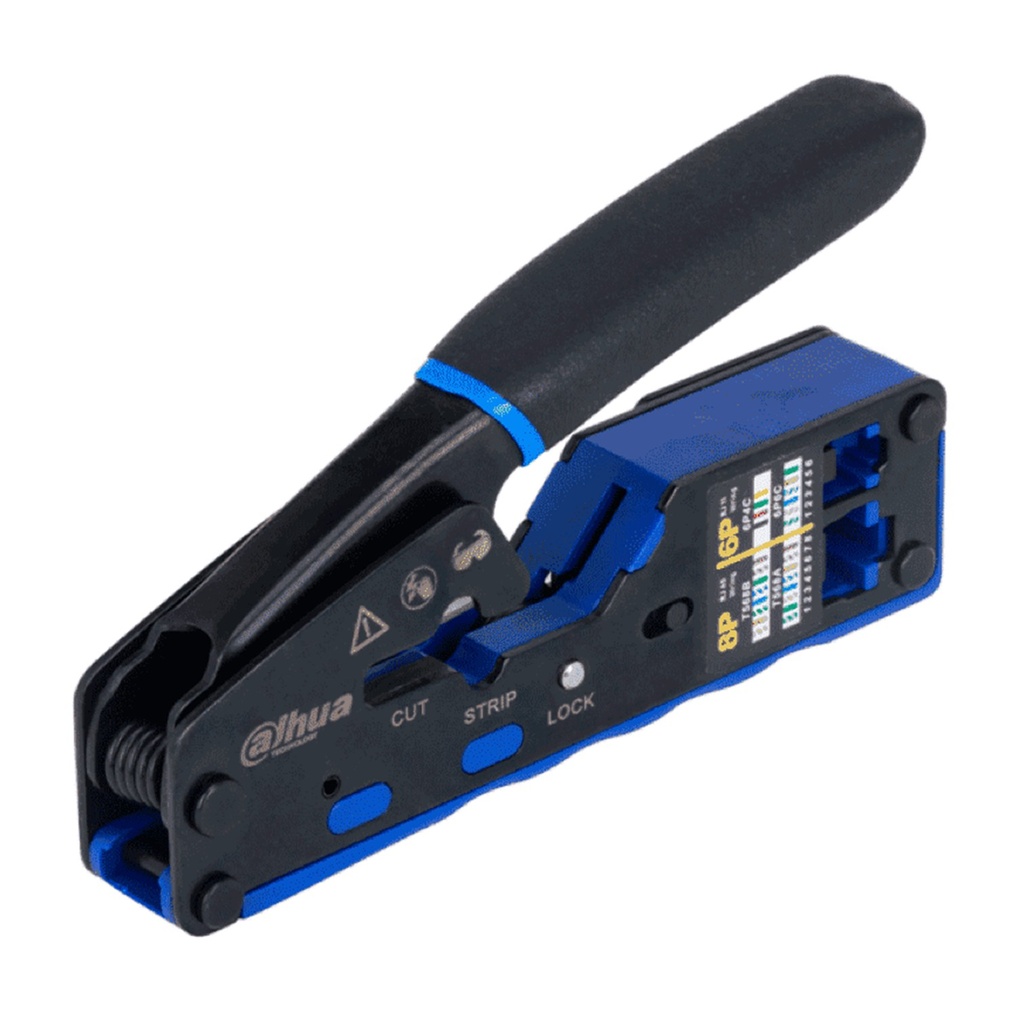 [DH-PFM914] Dahua - Herramienta Crimpeadora de Terminado y Corte de Conectores RJ45 y RJ11 Pass Trough Multifuncion Cortador y Pelador de Cable Fabricada en Acero A3 Mango Ergonomico PP y TPR