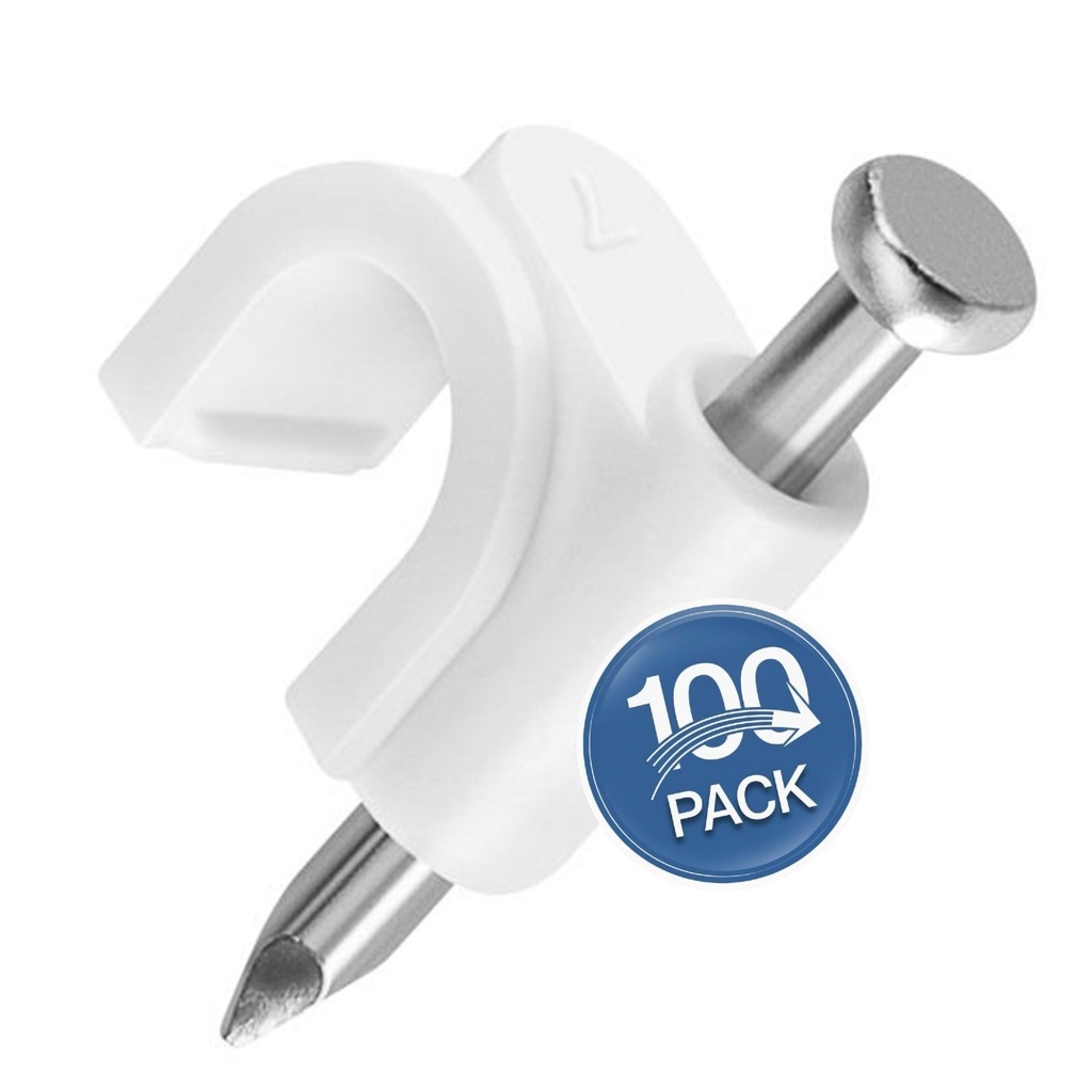 [WP-GPCR-10] Wireplus - Grapa Plástica Fija Cables Redonda de 10mm [Blanco] [100 Unidades]
